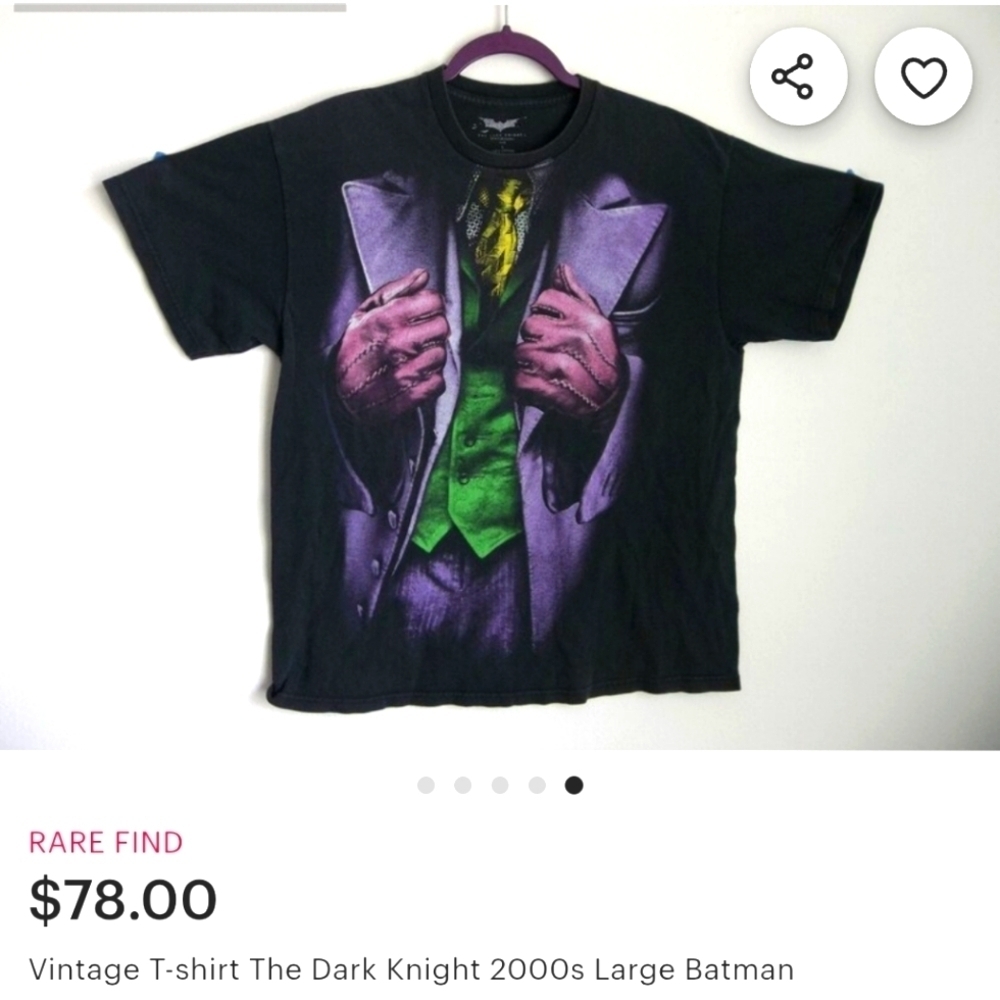 Vintage Y2k Purple Joker Gotham Batman Women's Men's Collector Tshirt M Glove